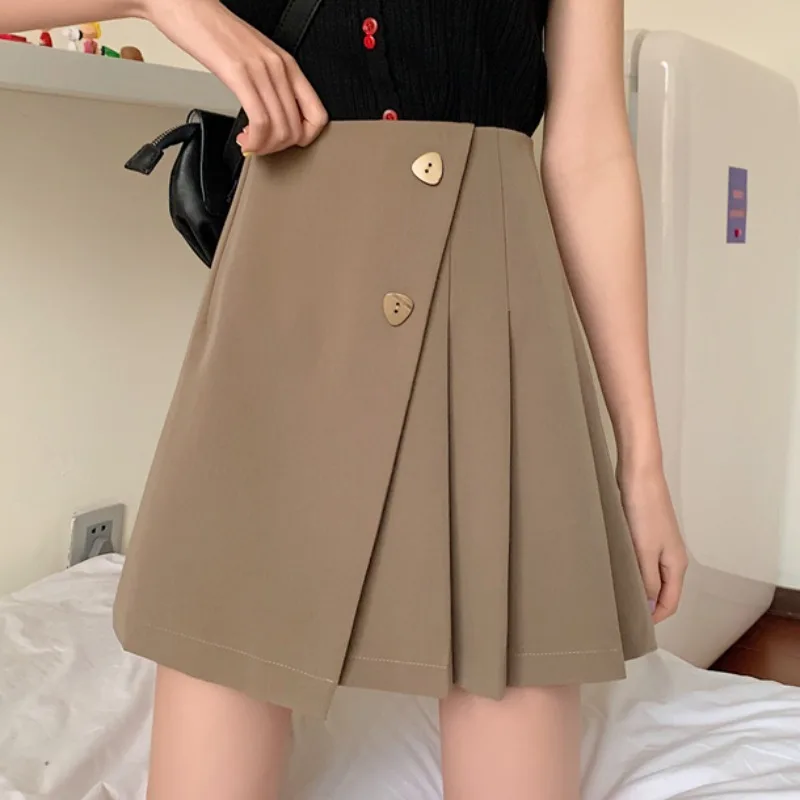 #0266 Цвета: черный хаки короткая юбка трапециевидной формы для женщин сторона мини