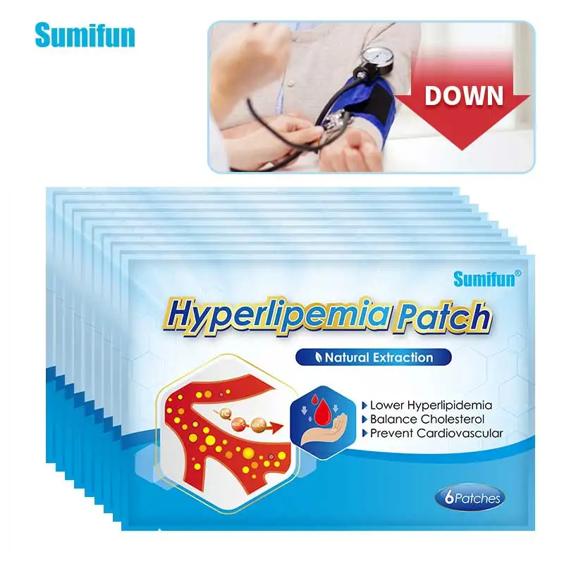 

6pcs Lower Blood Lipids Patches For Balance Hyperlipemia Control High Blood Pressure Balance Help Sleep Herbal Medicla Plaster