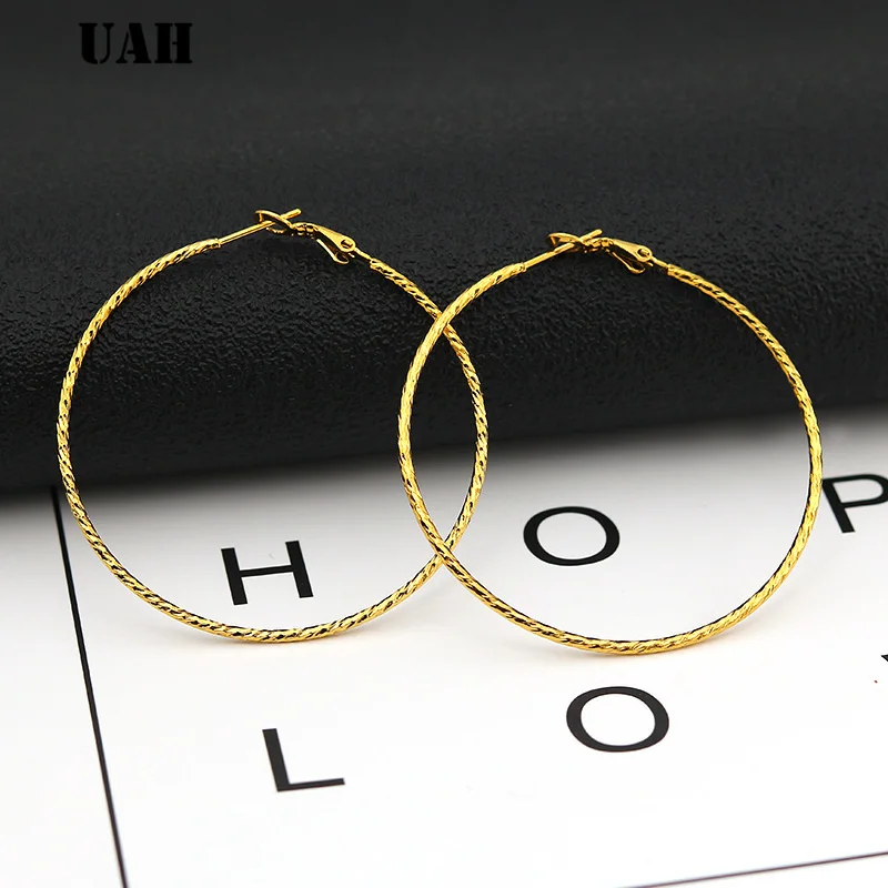 UAH/женские серьги для девочек 304 серьга-Кольцо из нержавеющей стали золотистого