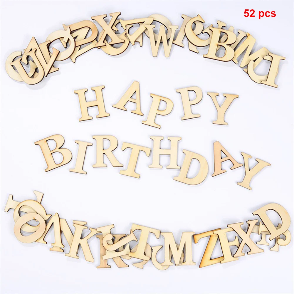 52pcs/set Mixed Arts Crafts Scrapbooking Decoration Numbers Wooden Letters Home DIY Alphabet Patchwork Word Handmade Educational | Дом и сад