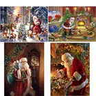 Алмазная 5D картина сделай сам с Санта-Клаусом, картины Рождественская Алмазная вышивка, круглые мозаичные стразы, подарочное украшение на стену