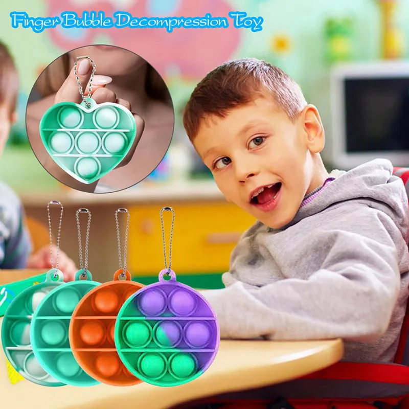 

1PC Mini Push Sensory Toy Keychain Squishy Adult Stress Relieve Toys For Children Antistress Press Its Bubble Funny Fidget Toys