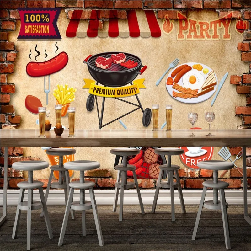 

Drop Shipping Photo Wallpaper Grill Barbecue Wallpaper Food Setting Wall Decoration Stereo Wallpaper Custom High Quality Mural