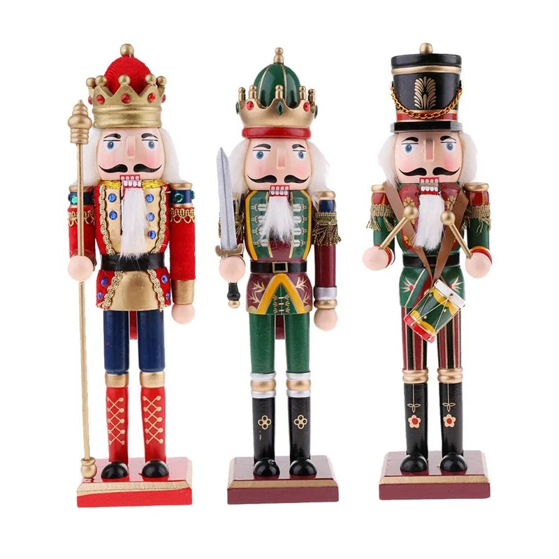 3Pcs Wood Nutcracker Ornament Figures Home Decoration for Christmas Tree Decorations Ornaments Toys | Дом и сад