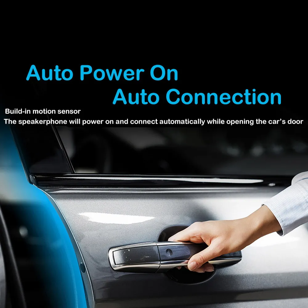 Car Bluetooth Hifi Speaker 2W Handsfree wireless Audio Receiver MP3 Music Player Noise Cancelling Sun Visor Clip for 2 Phones