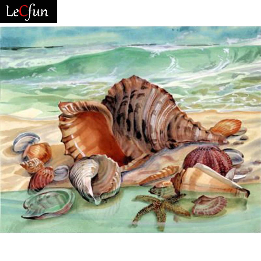 

LeCfun Sea Shell 5D DIY Diamond Painting Kits Full Square Round Drill Embroidery Crystal Rhinestone Mosaic Beads Home Decor Gift