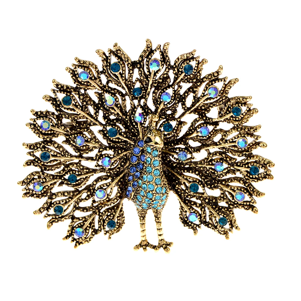 

CINDY XIANG Mulitcolor Big Sparkling Peacock Brooches For Women Weddings Party Jewelry 2-color Rhinestone Cute Animal Brooch Pin