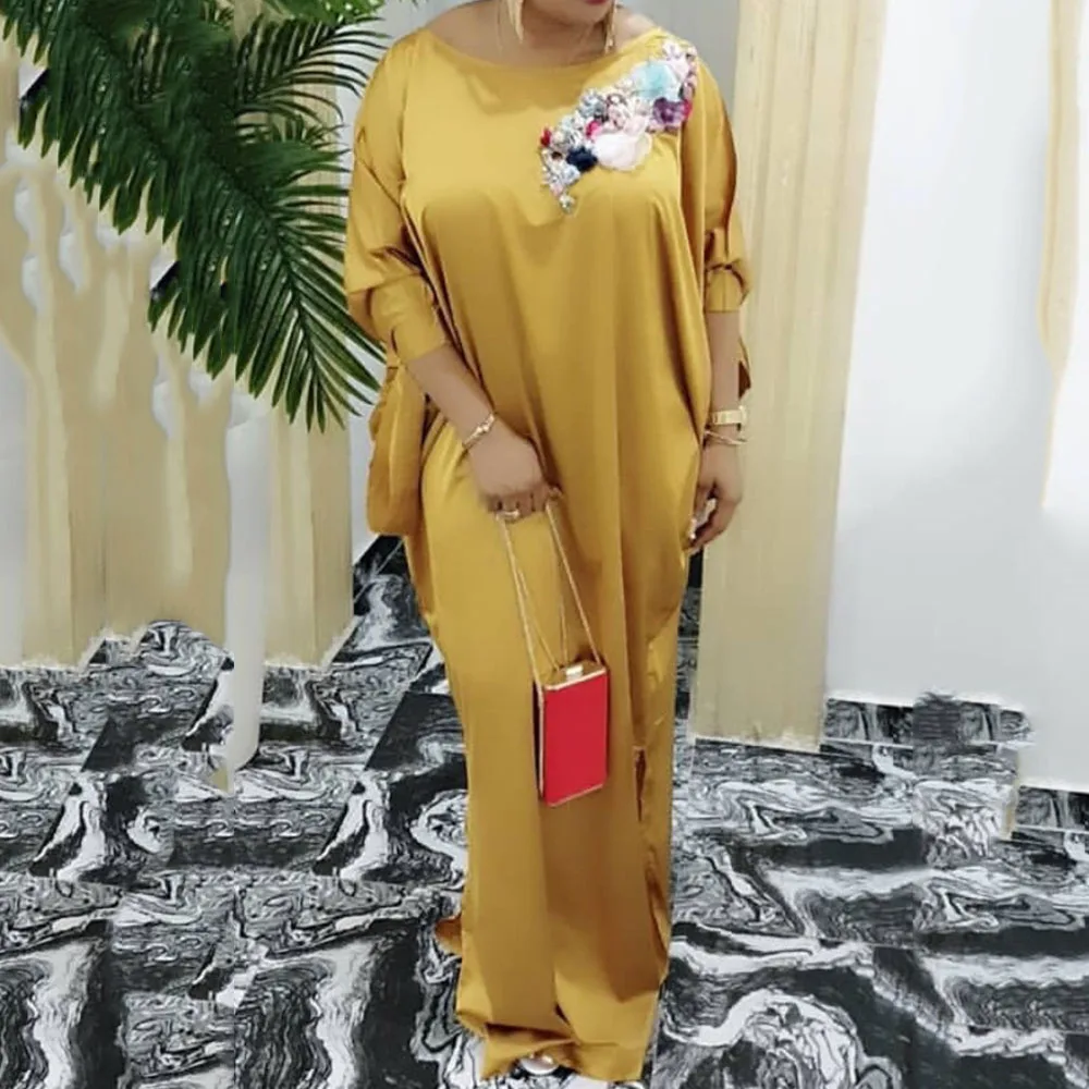 

Long Robe Women Casual Dress African Ladies Batwing Sleeve Round Neck Female Summer Autumn Oversize Long Maxi Dresses Loose