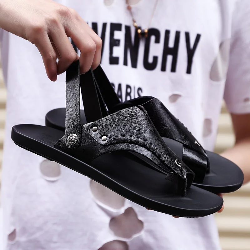 

Sandalia Masculina De Praia Mens Sandals Summer Men Beach Leather Roman Genuine Geta Gladiator For Shoes Slip On Rubber Sandal
