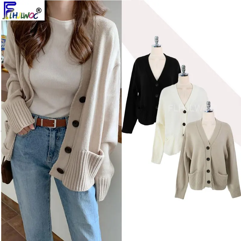Женские повседневные вязаные кардиганы пальто в Корейском стиле для девушек