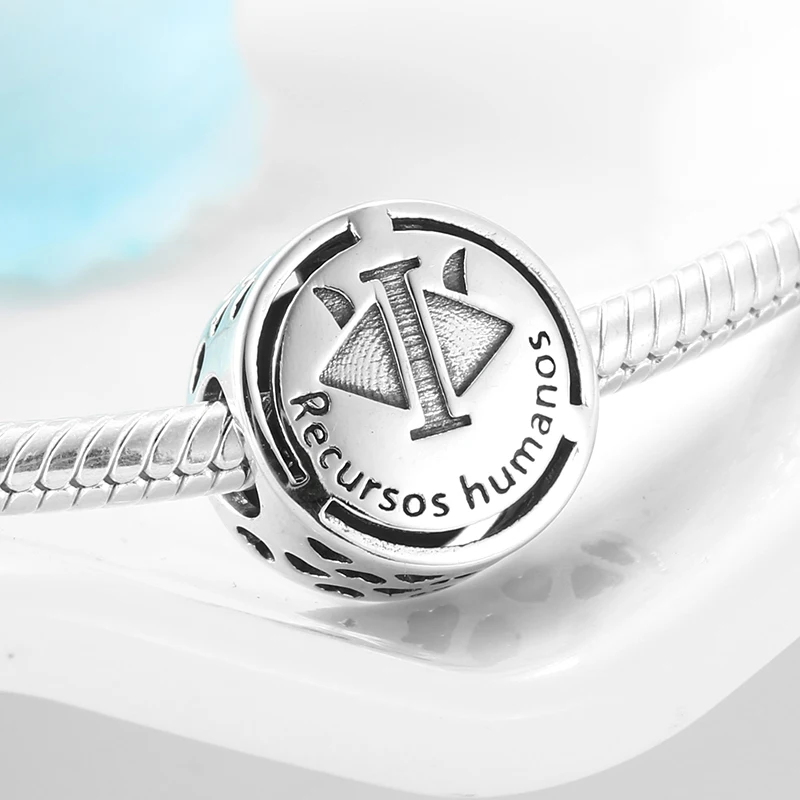 925 пробы Серебряный символ Doze Sinal de carreira бусы подходят к оригиналу Pandora браслет ожерелье Изготовление ювелирных изделий - Цвет: Recursos humanos