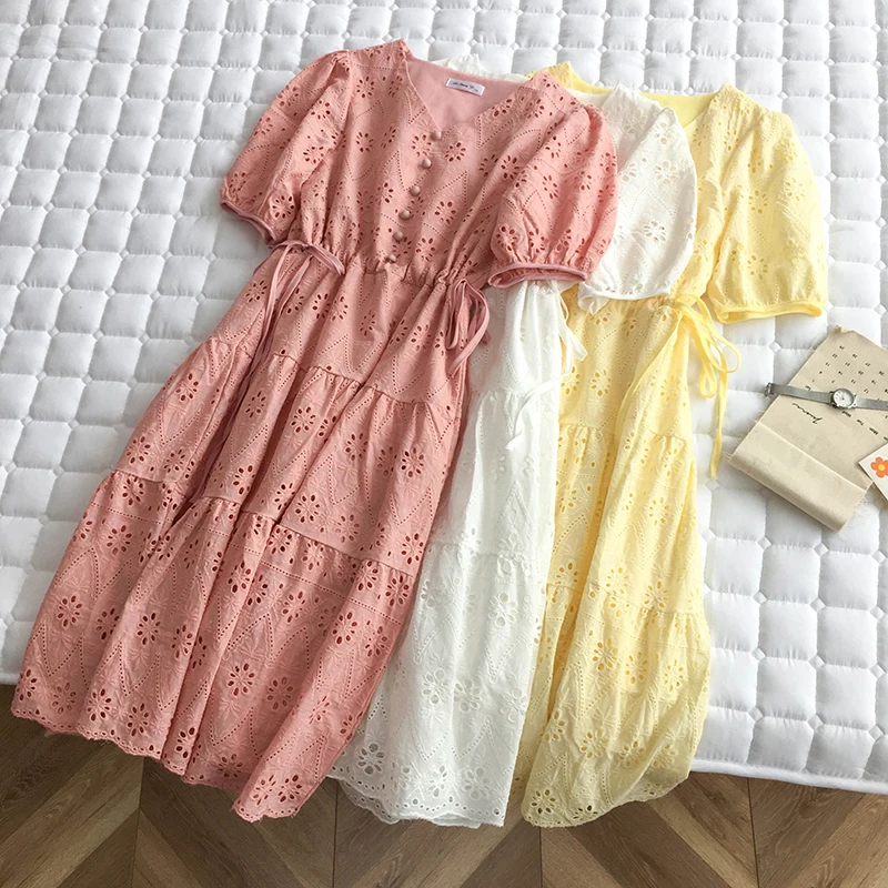 Lamtrip сказочное французское милое платье с вышивкой на завязках пышными рукавами