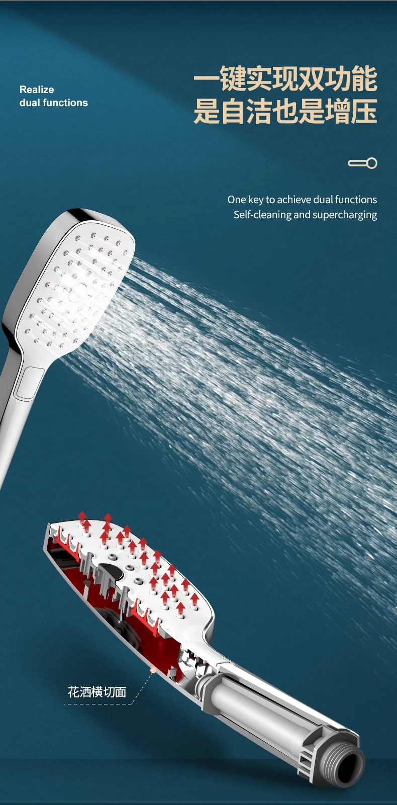 

Handheld Adjustable Shower Head Pressurized Rainfall Water Heater Shower Panel Wall Mounted Chuveiro Bathroom Fixture ED50LT