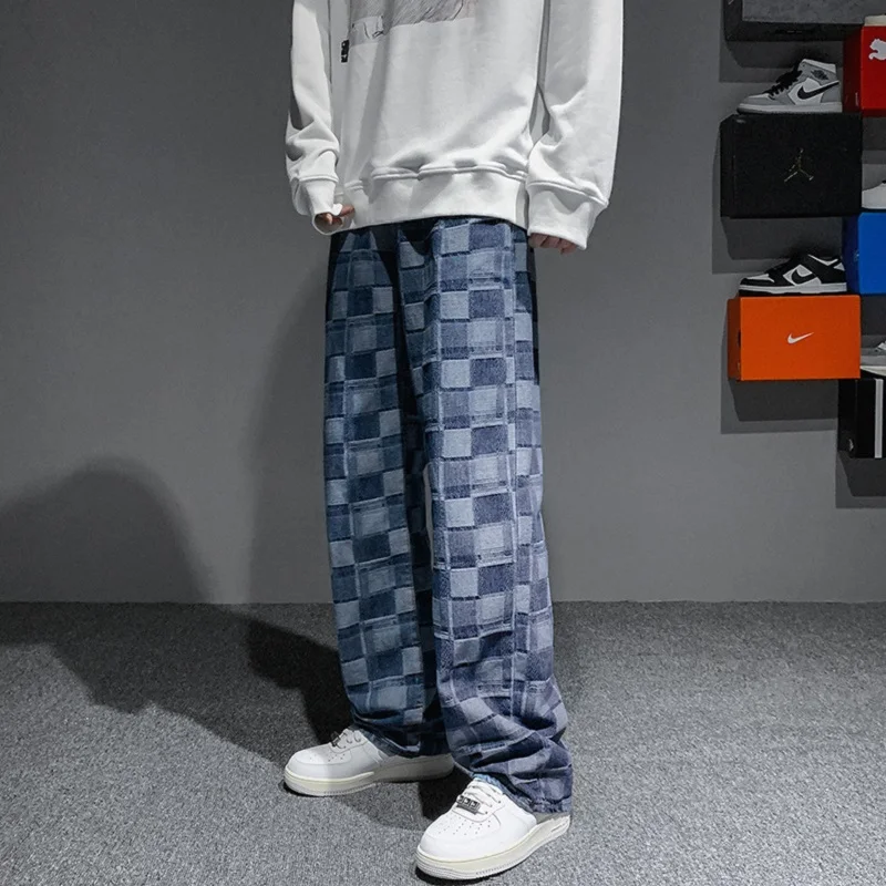 Men Fashion Wide Leg Jeans Mopping Straight Jeans Men Fall Feeling Ins Tide Brand Trend Casual Mens Loose Jeans Street Wear