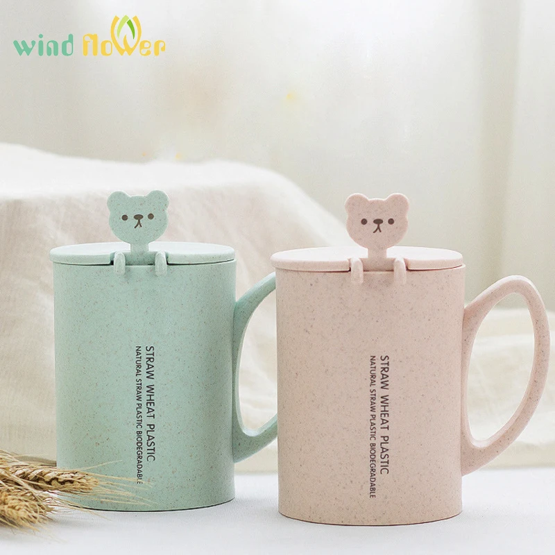 Кружка для кофе и чая с ложкой 450 мл кружки из пшеничной соломы креативные