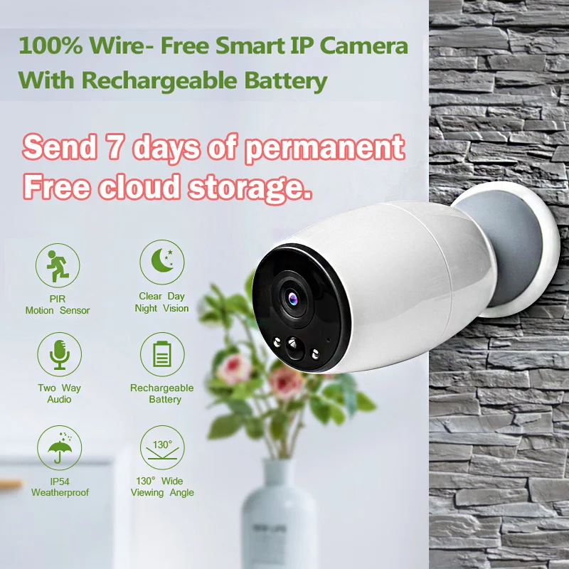 1080P Wi Fi Батарея Водонепроницаемый IP Камера на открытом воздухе PIR Беспроводной HD