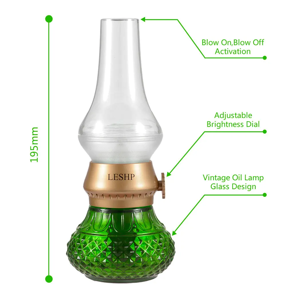 

Retro Blow USB Rechargeable Blowing Control Adjustable Brightness LED Nightlight Table Lamp for Indoor & Outdoor