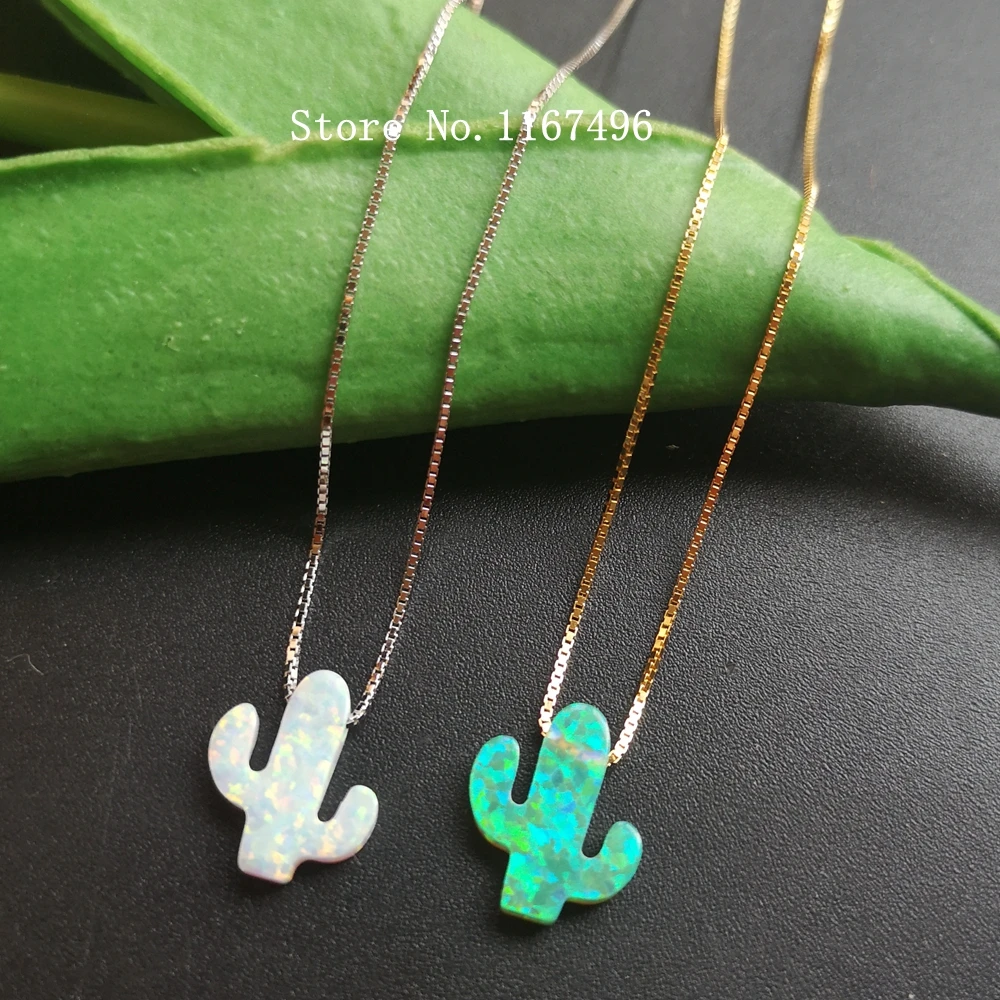 Акция! Женское серебряное ожерелье С КАКТУСОМ и опалом 11 х13 мм | Украшения