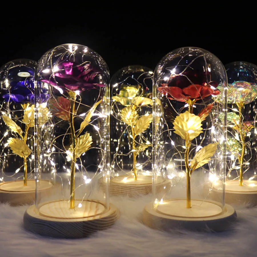 Маленькая Красавица и Чудовище Роза в стеклянном куполе навсегда розовый