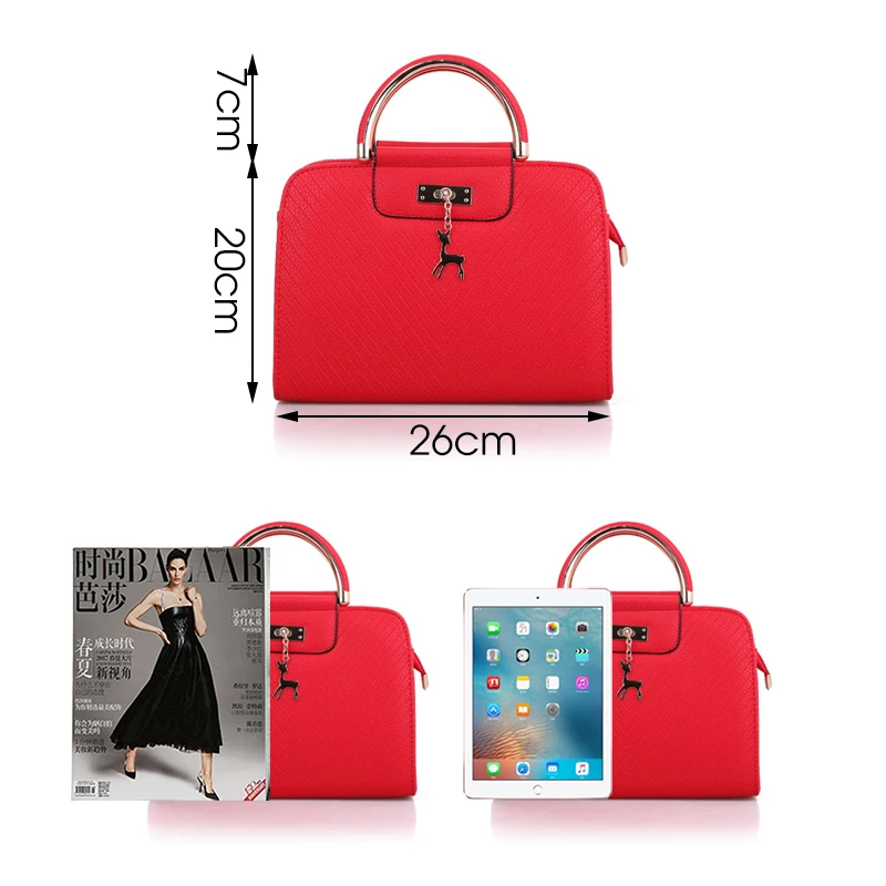 large capacity leather women handbag fawn twill decor top handle bags office fashion female casual tote shoulder bags free global shipping