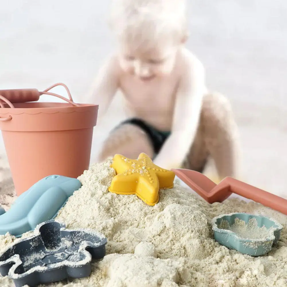 

Silicone Children Beach Toys 6 Pcs Kit Soft Silicone Set Sandbox jouets For Kid Toy Game Toy Sandbox plage Set Outdoor V5M8