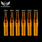 50 шт. наконечники для игл для татуировок желтые пластиковый стерильный Прозрачный Футляр для иголок наконечники для татуировочной машины иголки, аксессуары для шитья для бровей M5 M9