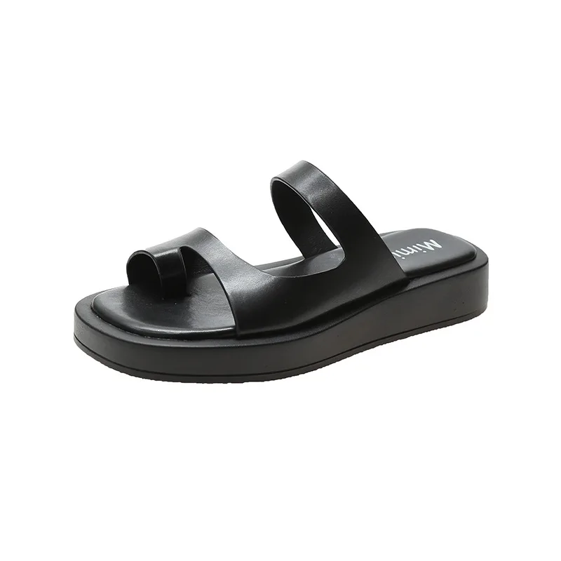 

Women PU Leather Shoes Platform Flat Sole Sandals Slippers Ladies Casual Soft Open Toe Foot Correction Sandal