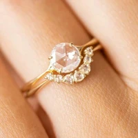 daily midi rings for women fashion white crystal curved gold color ring set fashion classic engagement anniversary gifts jewelry