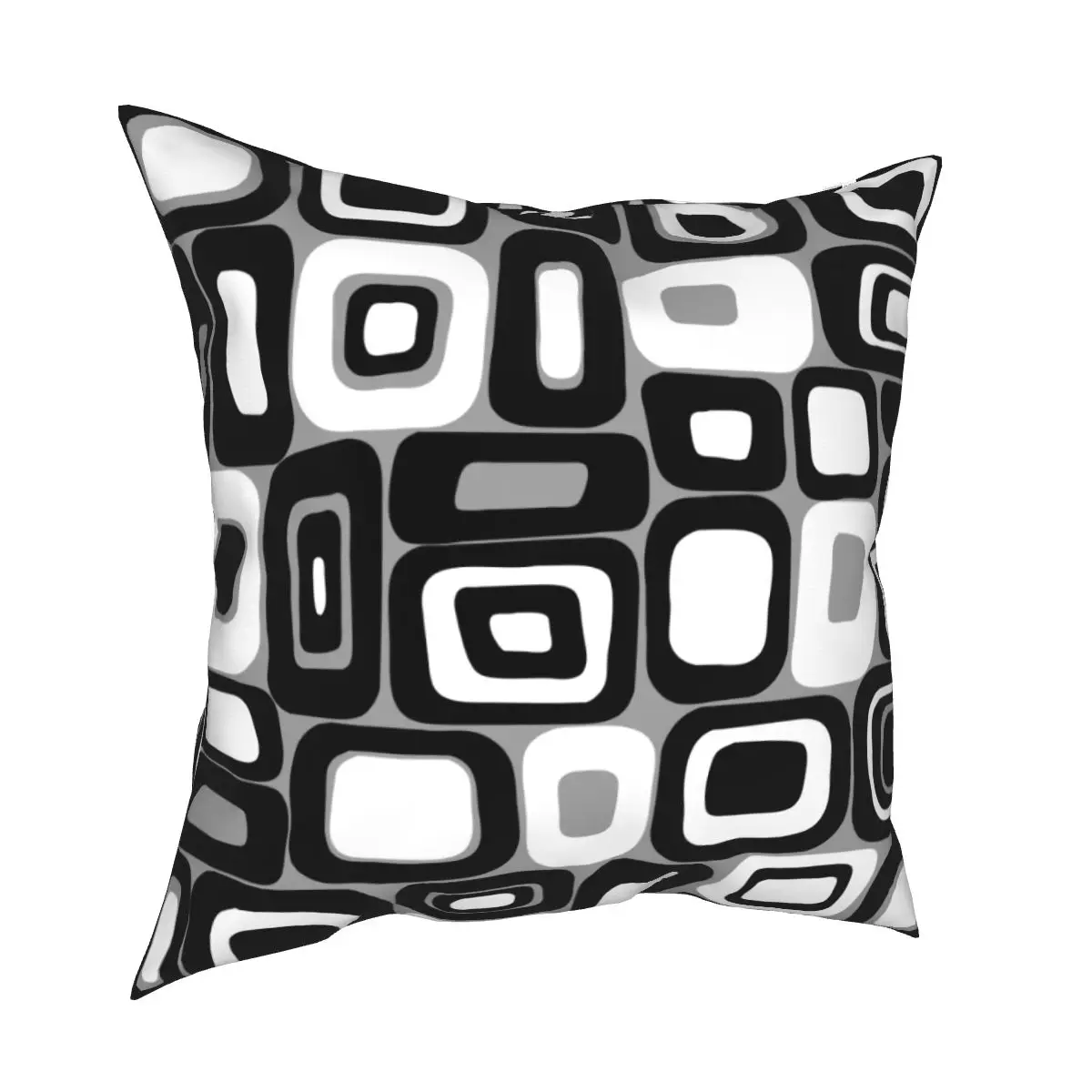 Серо черно белый Ретро Чехол для подушки среднего века с геометрическим рисунком