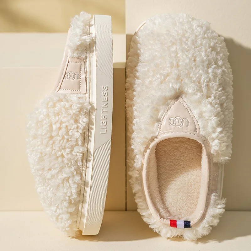 

Women Plush Warm Home Flat Slippers Lightweight Soft Comfortable Winter Slippers Women's Cotton Shoes Indoor Plush Slippers