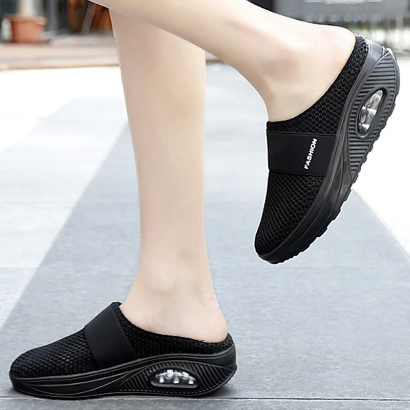 

New Women's sneakers Mesh Women Casual Shoes Increase Cushion Damping Platform Breathable Summer women shoes Walking Slippers 42