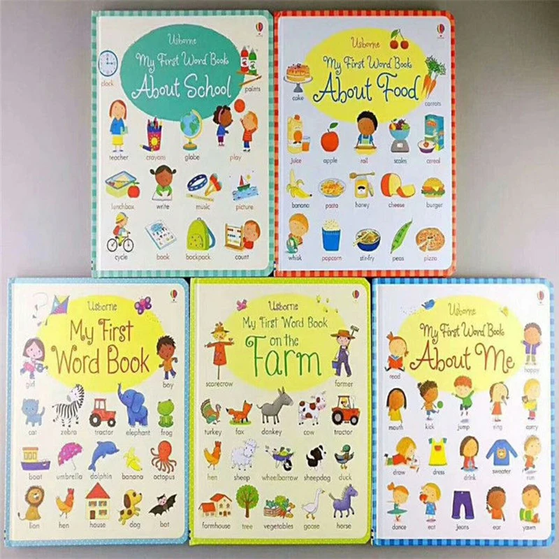 5 Книги Usborne My First Word Книга Английский Картинка Настольная книга для Детей Библиотека Раннее Образование ребенок дети обучение английский книги