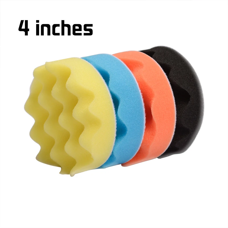 

4pcs/Set Car Polishing Pad 3/4/5/6/7Inch Sponge Buffing Waxing Car Polish Buffer Drill Wheel Polisher Removes Scratches Kits