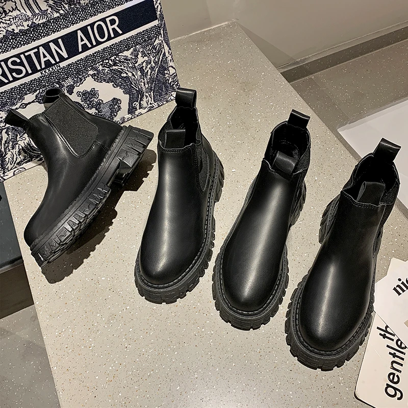short Boots Female British Style Autumn 2021 New Fashion All-match Comfortable Thick-soled Chelsea Boots Short Boots Women