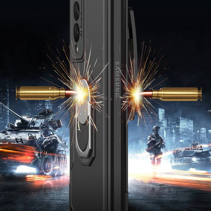 armor back clip protection phone case for samsung galaxy z fold 3 5g metal bracket hard plastic back cover for galaxy z fold 3 free global shipping