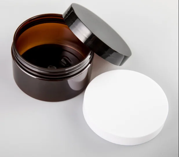 Янтарная банка для крема домашних животных 250 г с черной крышкой маски глаз/воска