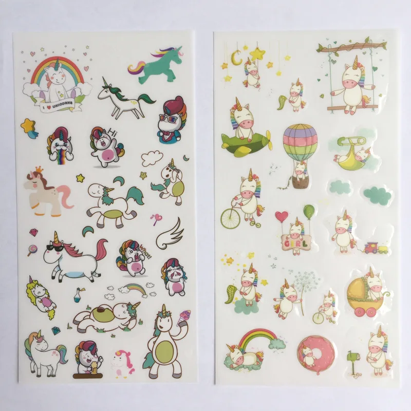 6 шт./компл. декоративные наклейки ручной работы из ПВХ с милым единорогом