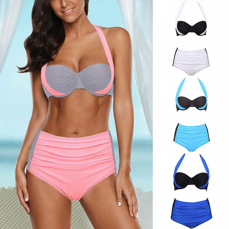 Sfit купальник с высокой талией купальные костюмы пуш ап мягкий комплект бикини