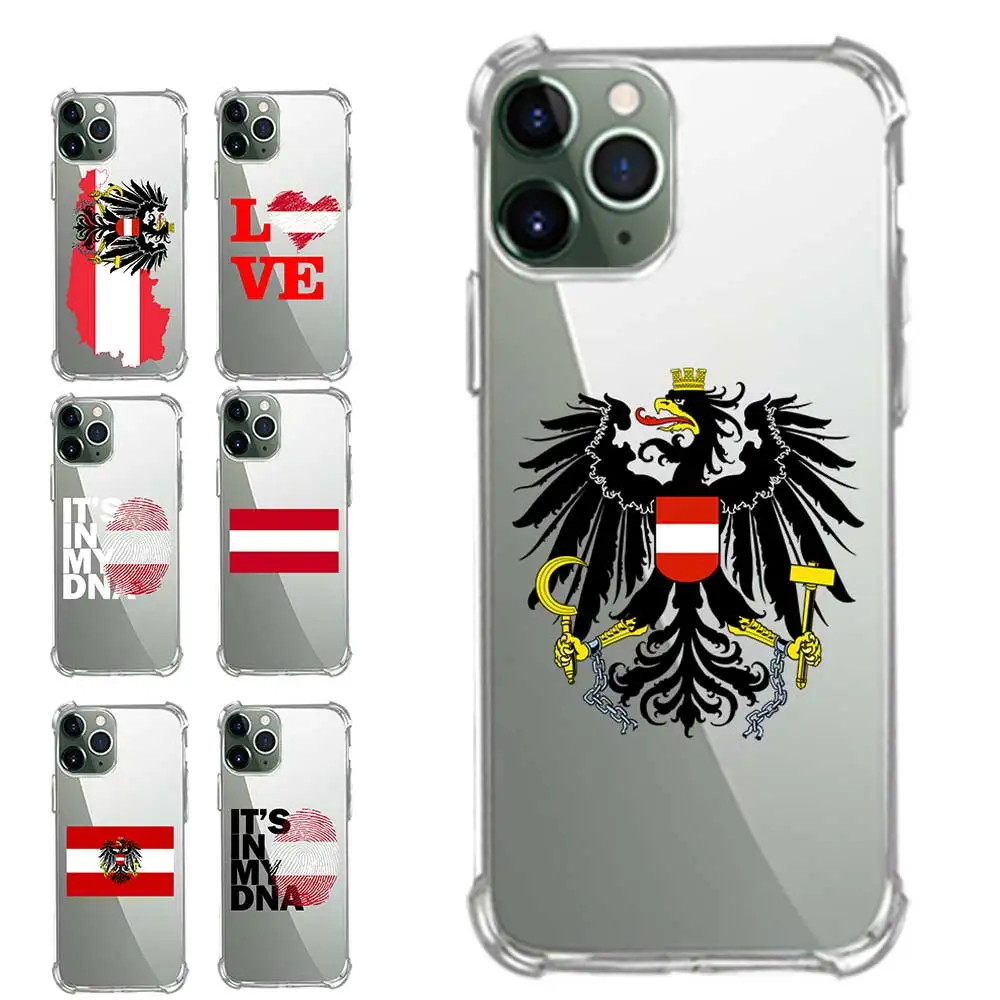 

Corner Extra Protection Transparent TPU Phone Cases For Samsung A50 A70 M20 M30 NOTE S 9 10 11 20 Plus Pro Austria Flag