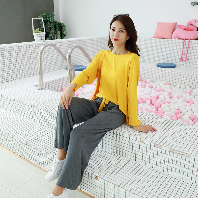 

Spring Loose Casual Modal Home Clothes for Women Soft Home 2 Piece Set Pajamas Large Size Sleepwear Women's Sleep Suit