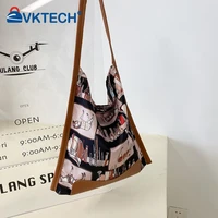 fashion women printing shoulder shopping bag casual ladies silk large capacity tote handbags