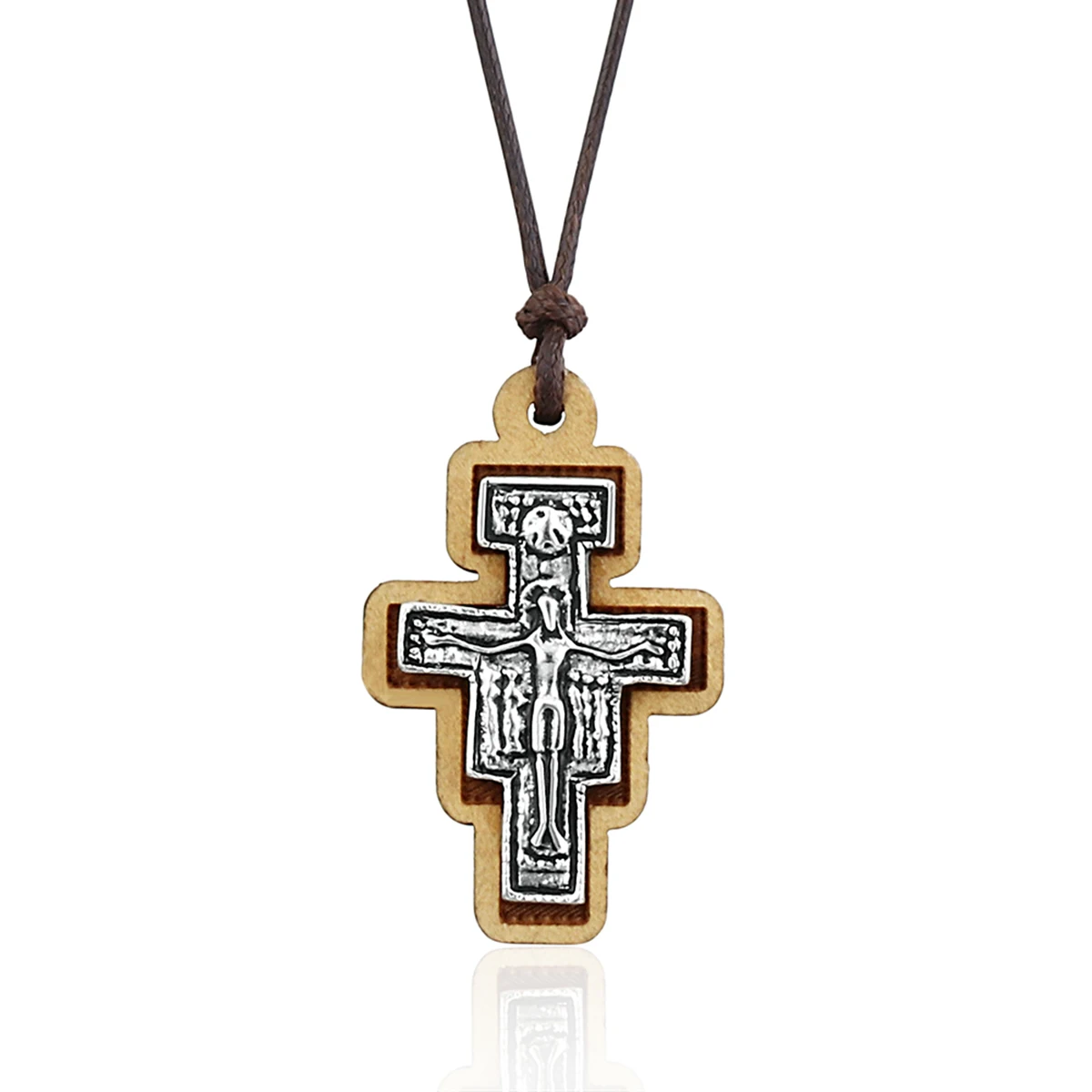 Ожерелье в стиле ретро ортодоксальное крест Иисус подвеска дерево распятие