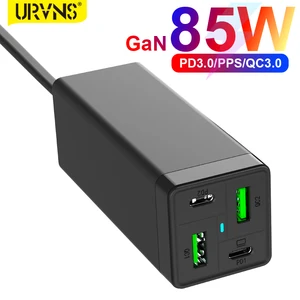 urvns 4 port 85w gan usb c fast charger pd 65w pps 45w 20w qc3 0 power adapter supply for macbook laptop iphone xiaomi samsung free global shipping