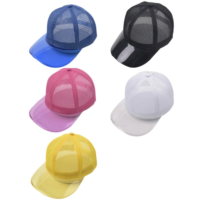 

Women Men Full Mesh Baseball Cap Solid Color Transparent Visor Sun Protection Summer Hip Hop Adjustable Snapback Hat