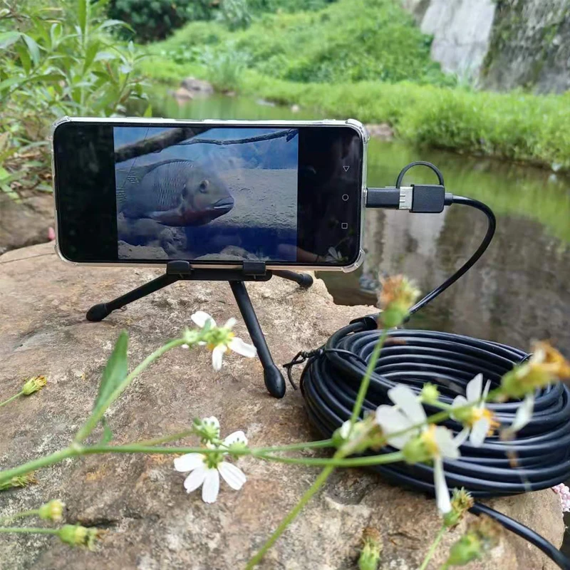 Продажа Подводная камера для рыбалки 20 м HD, видеозапись, устройство для визуальной рыбалки, подключение к проводу, мобильный телефон планшета, 8 свет...