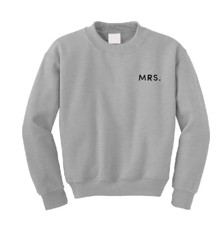 gray t black MRS Кружки мистер и миссис просто женатый свитер помолвка анонс медовый месяц рубашка туристическая невеста, чтобы быть женихом соответствующие Топы Свадебный медовый месяц - Цвет: gray t black MRS