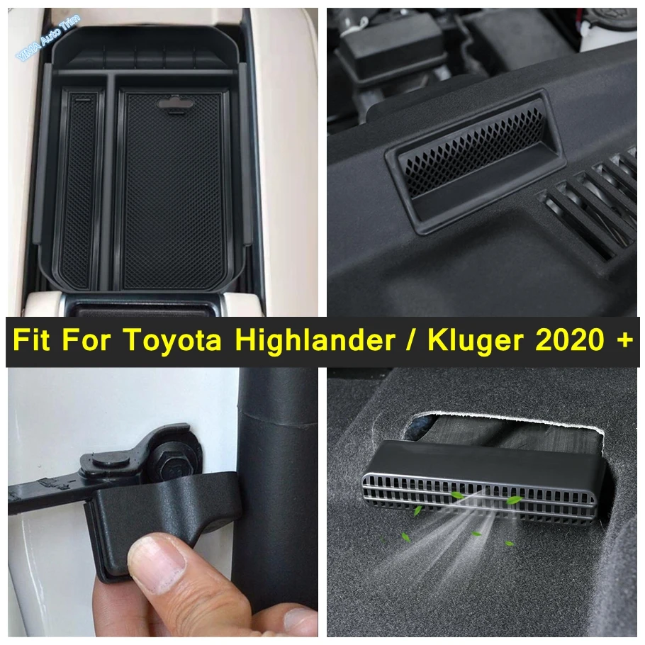 Door Lock Cover For Toyota Highlander / Kluger 2020 - 2022 Armrest Box Secondary Storage Pallet Tray Container Case Accessories