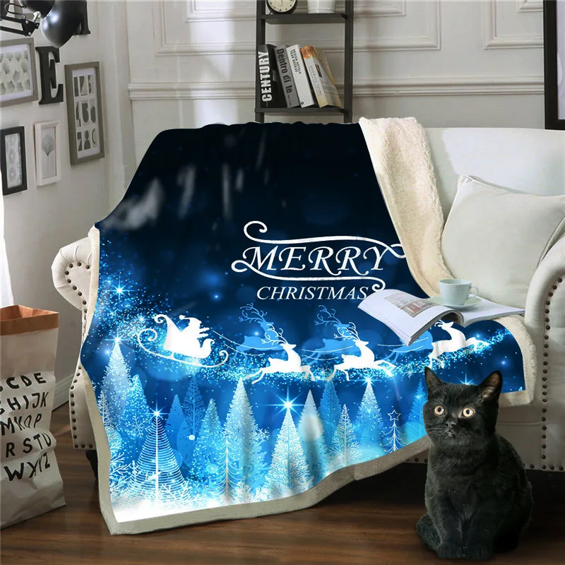 Рождественское покрывало Санта Клауса для кроватей бархатное плюшевое одеяло