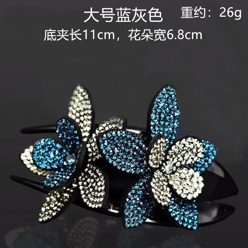 

Spring Summer Rhinestone Double Flower Hair Clips Non-slip Comb Floral Hair Clips Shiny Crystals Hair Dovetail Clips For Girl