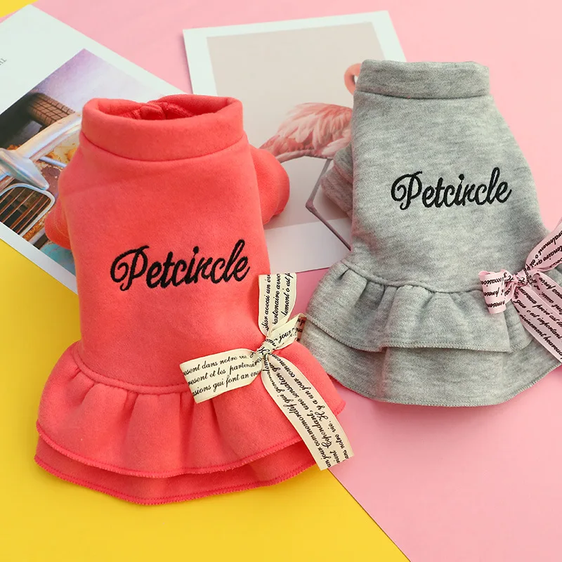 

Warm Pet Dog Dresses for Small Dogs Winter Puppy Cat Bow Dress Skirt Chihuahua Maltese mascotas Clothes Clothing roupa cachorro